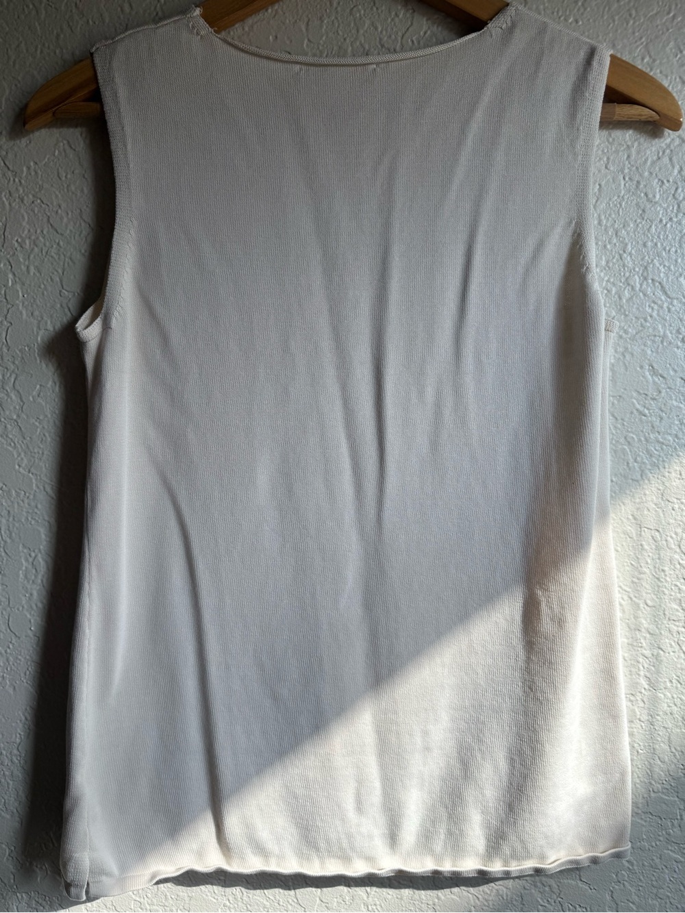 Coldwater Creek Silk Cotton Blend Ribbed Knit Tank Top Shell Cream SzM - Picture 5 of 6